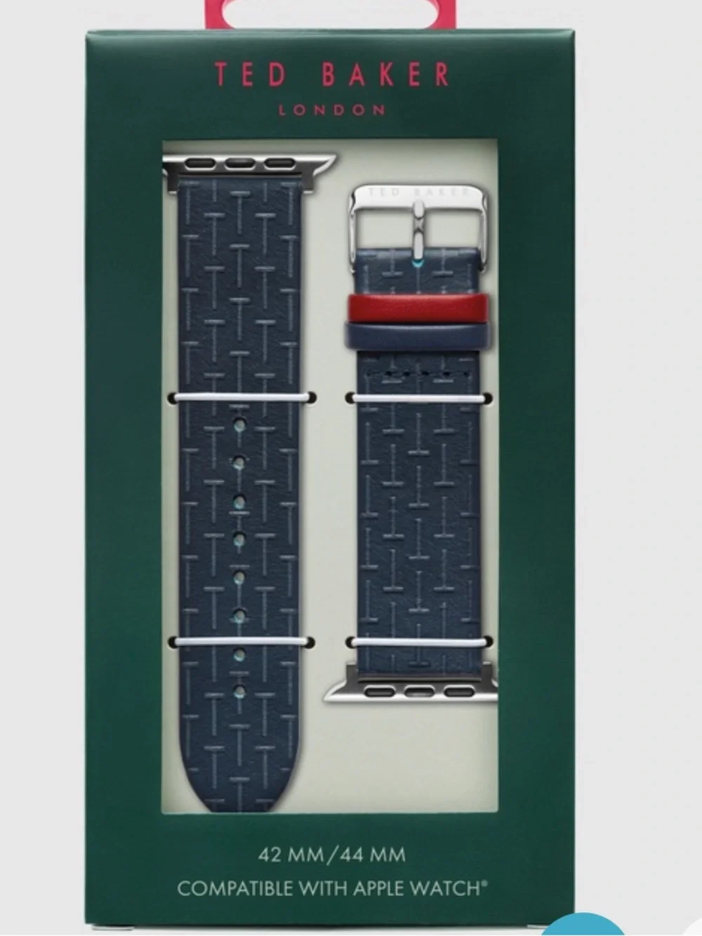 New in Box - Ted Baker Navy Watch Strap with Red Accent for iPhone 42MM / 44MM